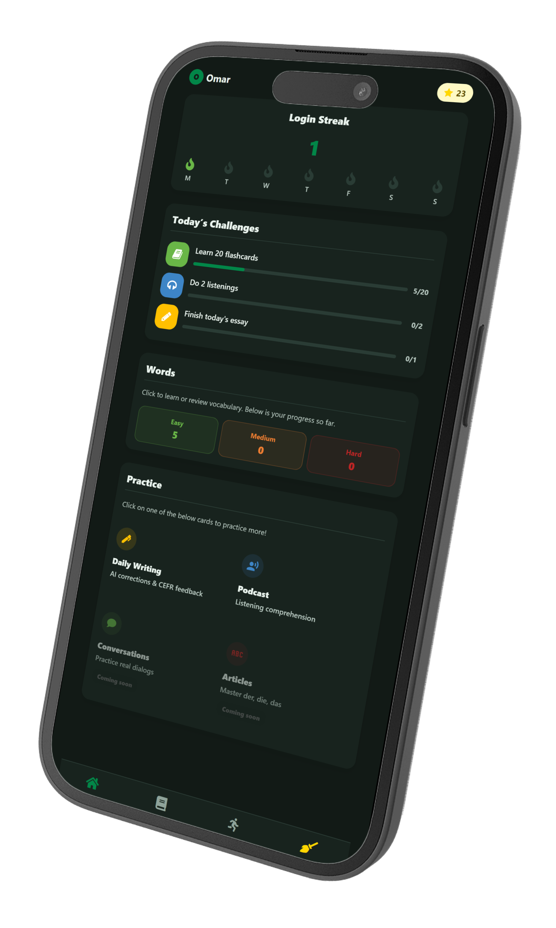 German language learning mobile app example